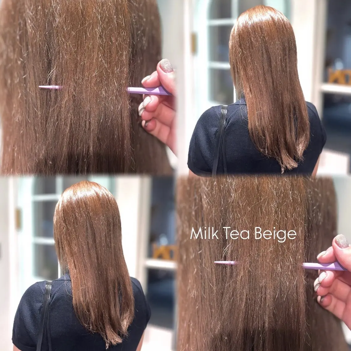 セミロング カラー ベージュカラー オレンジ 𝒀𝑼𝑴𝑬 |艶髪透明感カラー♡のヘアスタイル