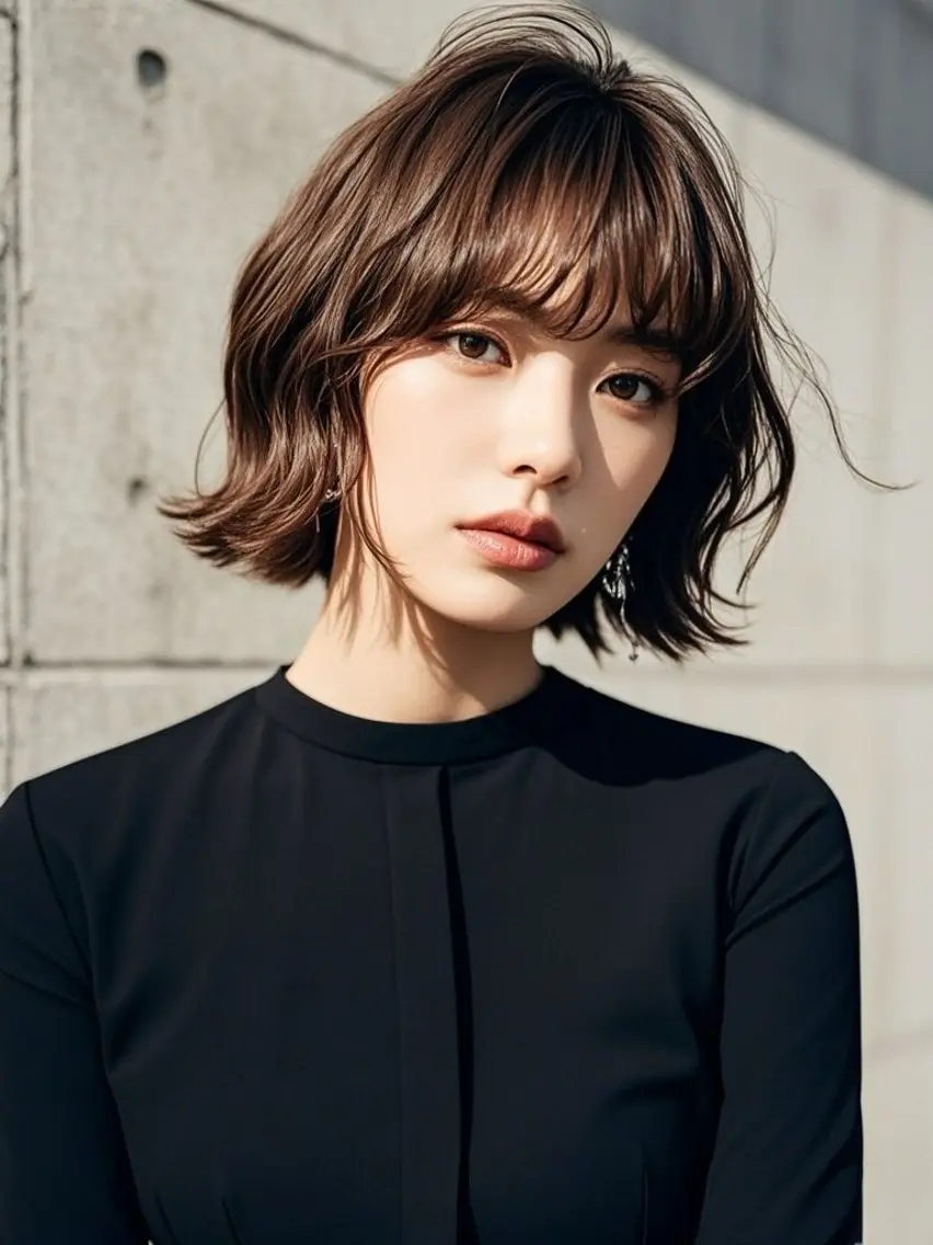ミディアム ショートボブ ミディアムレイヤー ミディアムパーマ アッシュ ボブ カット ヘアカラー トリートメント ウルフカット 811 大阪梅田 ウルフのヘアスタイル