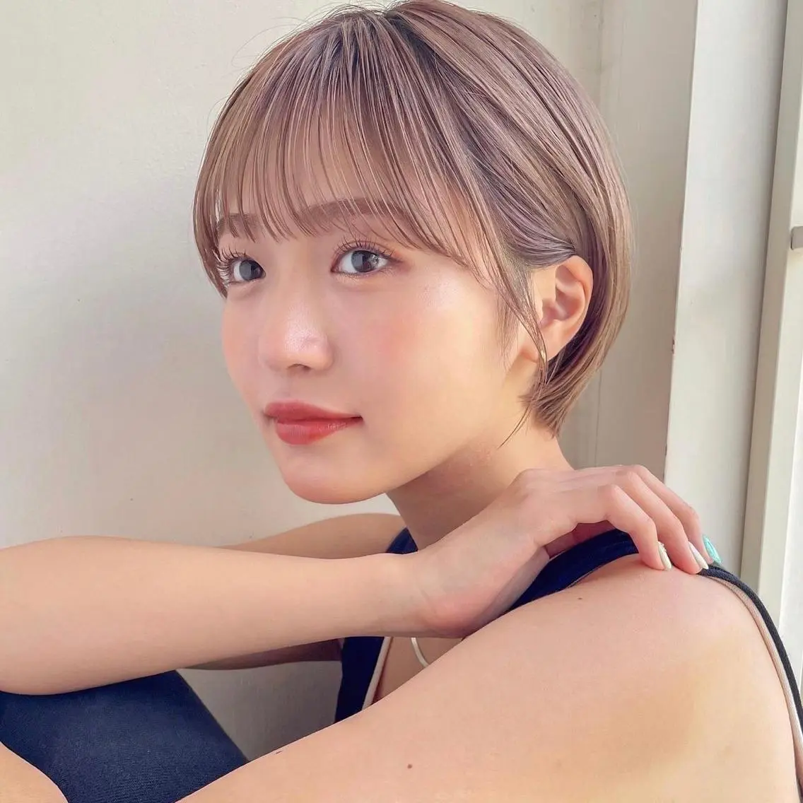 ショート カラー 丸みショート ベージュカラー ショートヘア ✨👑お洒落ショート ❣️村上せいな✨のヘアスタイル
