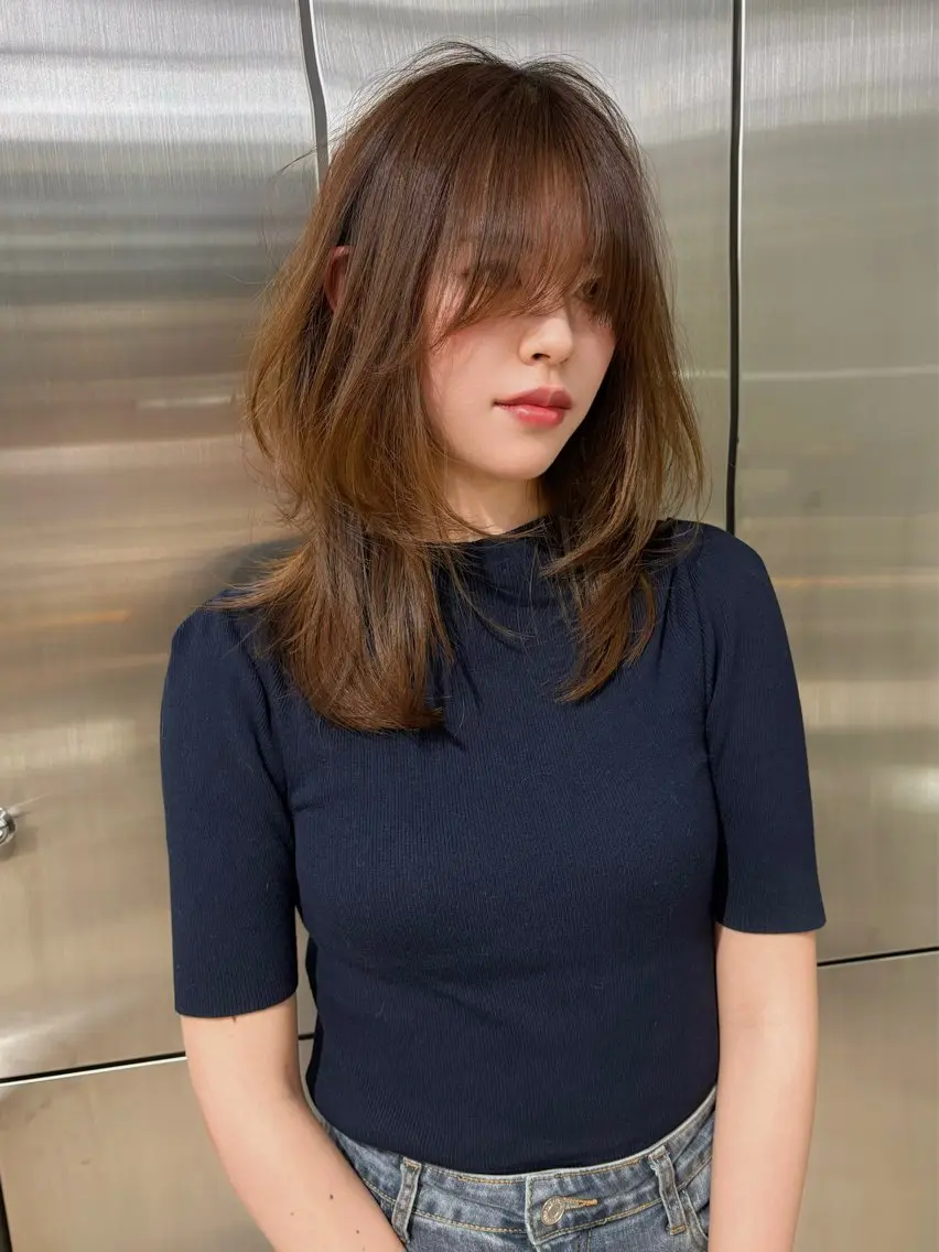 セミロング カラー ヘアアレンジ レイヤーカット レイヤーカット/ natsukiのヘアスタイル