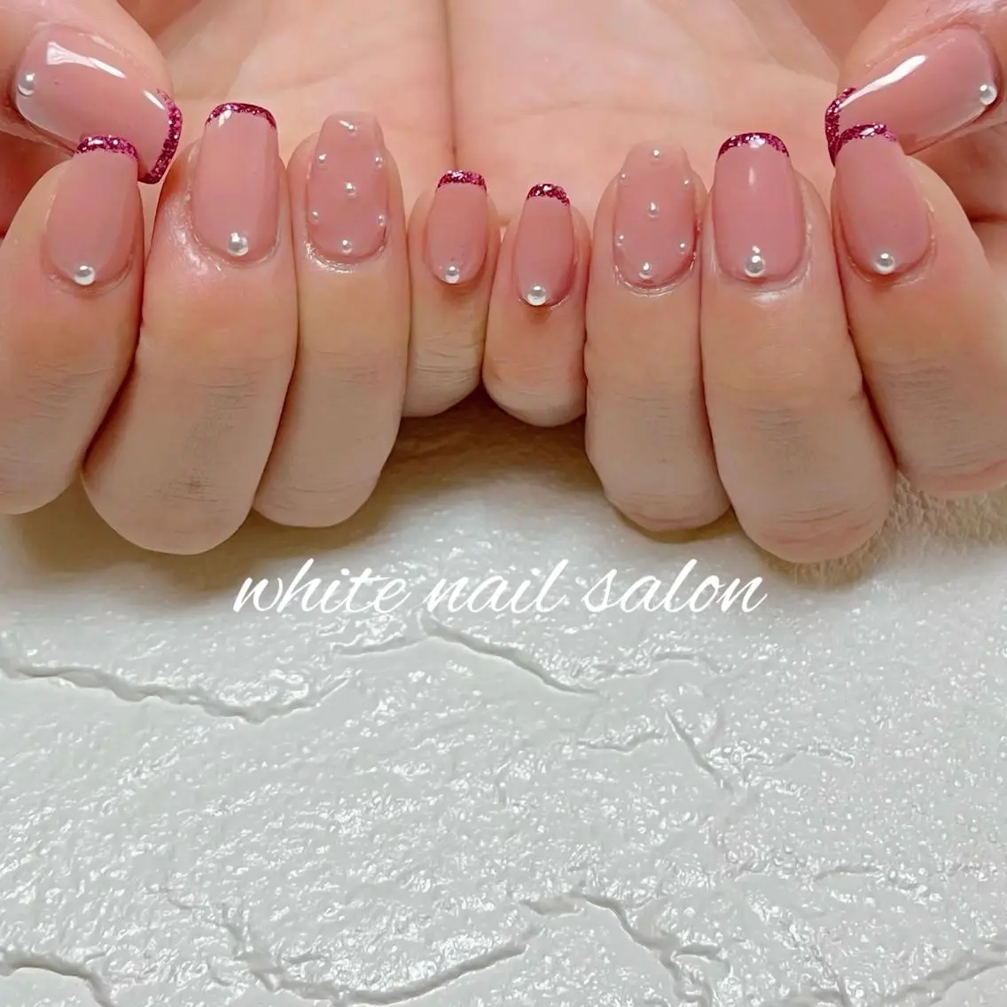 ネイル フットネイル ジェルネイル ハードジェル ラメ(グリッター) 持ち込み ハンドネイル white nail salonのネイルデザイン