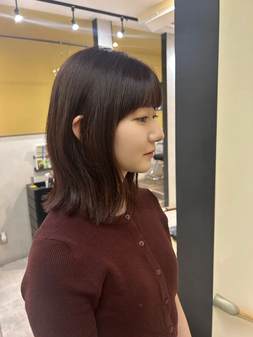 ミディアム カラー ブラウンカラー レッドカラー レッドブラウン カット ヘアカラー トリートメント hub hair レイヤー/ナチュラルのヘアスタイル