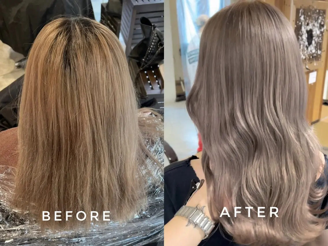 ミディアム カラー ベージュカラー ミルクティーベージュ ヘアカラー トリートメント エクステ⭐️艶カラー koukiのヘアスタイル