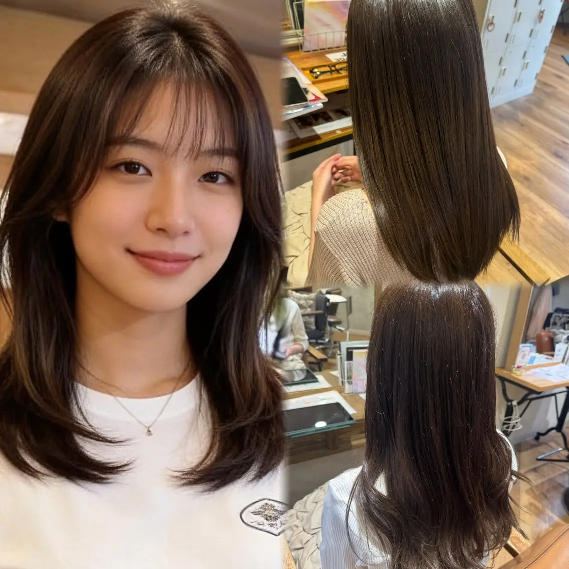 セミロング ボブ くびれヘア 顔まわりレイヤー ハイレイヤー 韓国風ヘア カット ヘアカラー トリートメント 🪞顔周りカット🪞 北里朋子のヘアスタイル