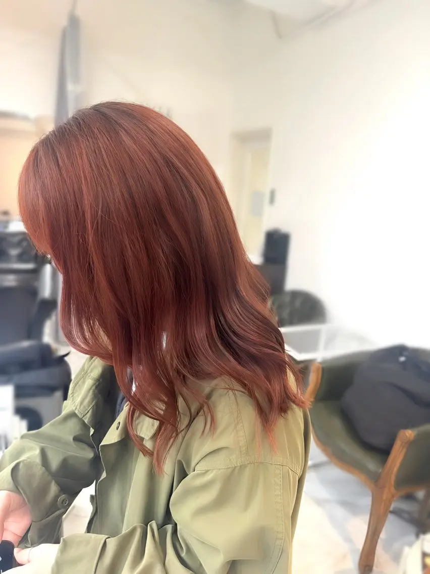 ロング カラー ブリーチ ダブルカラー ブリーチなしカラー オレンジ 1日空き◎艶髪 misatoのヘアスタイル