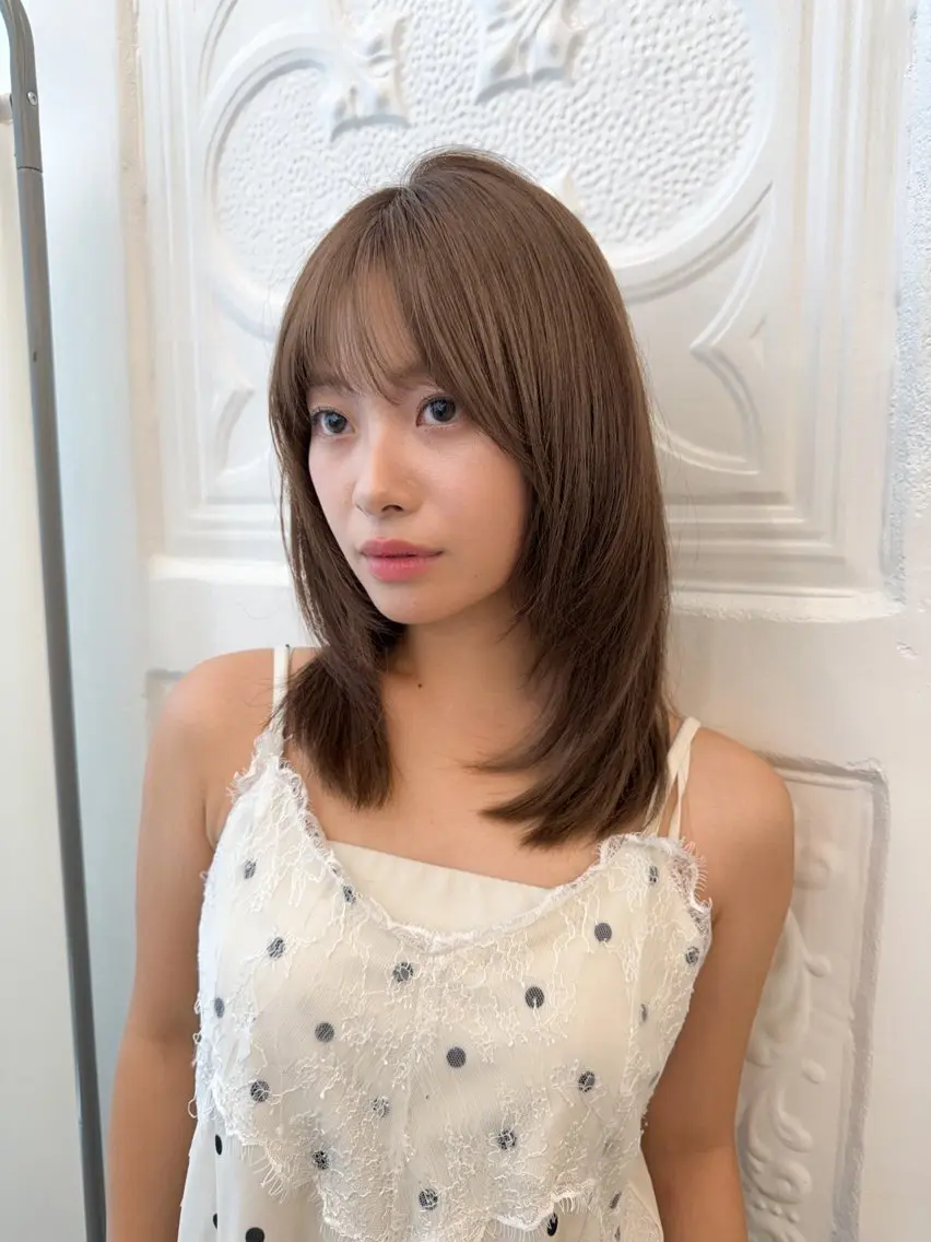 ミディアム カラー カット ヘアカラー トリートメント 髪質改善/レイヤー/ ボブミディアム/優真のヘアスタイル