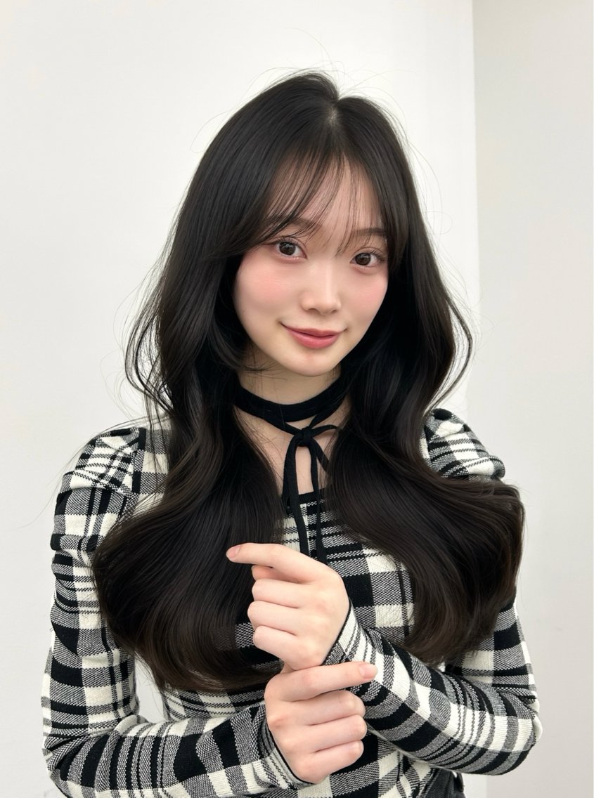 ロング カラー くびれヘア 顔周りカット 韓国風ヘア レイヤーカット 小顔カット カット ヘアカラー トリートメント 韓国ヘア/顔周り ヘアセット/加藤優里のヘアスタイル