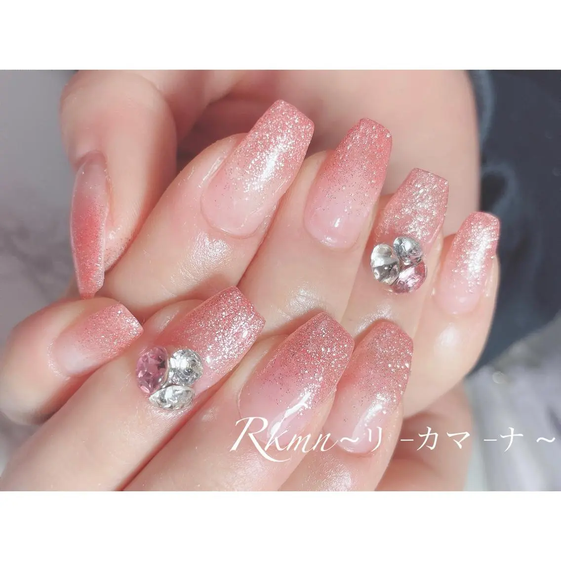 ネイル アートネイル フレンチネイル ジェルネイル グラデーション ラメ(グリッター) ハンドネイル フットネイル ハンドケア Rkmn ~リ-カマ-ナ~のネイルデザイン