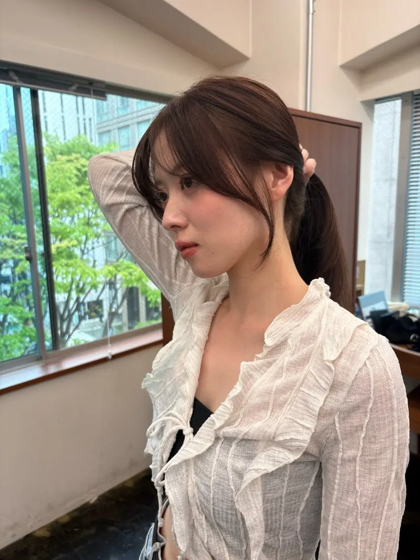 ロング カット ヘアカラー トリートメント 透明感カラー/顔周り カット/ののか💞のヘアスタイル