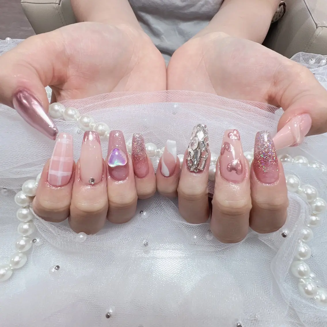 ネイル アートネイル フラッシュネイル フレンチネイル ガラスフレンチ グラデーション You&Me Yukiのネイルデザイン