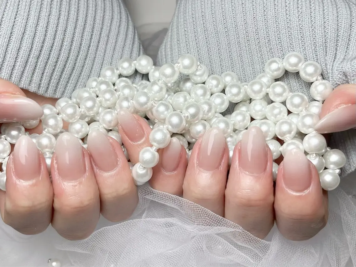 ネイル チークネイル 桜ネイル クリアネイル 長さ出し フレンチネイル ハンドネイル Rs nail 新宿西口のネイルデザイン