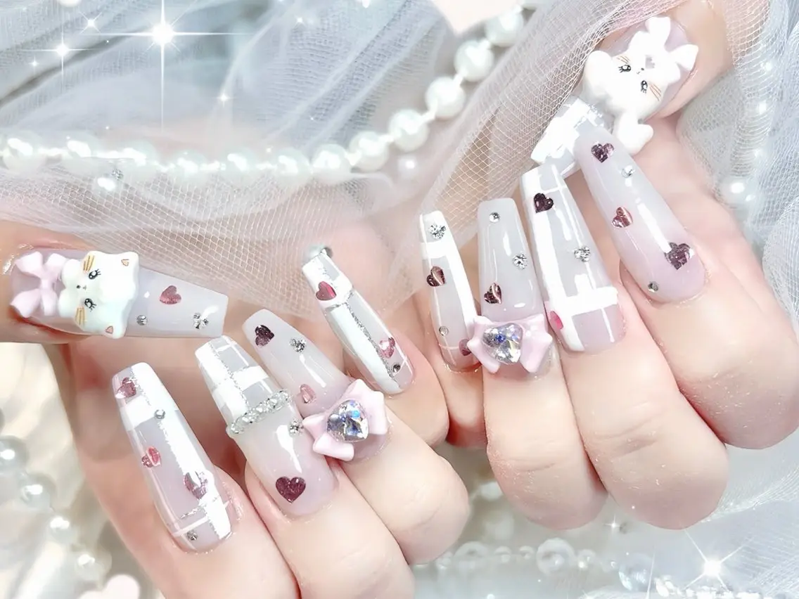 ネイル べっ甲ネイル ブルー 長さ出し フレンチネイル ジェルネイル ハンドネイル Rin Nail 新大久保店のネイルデザイン