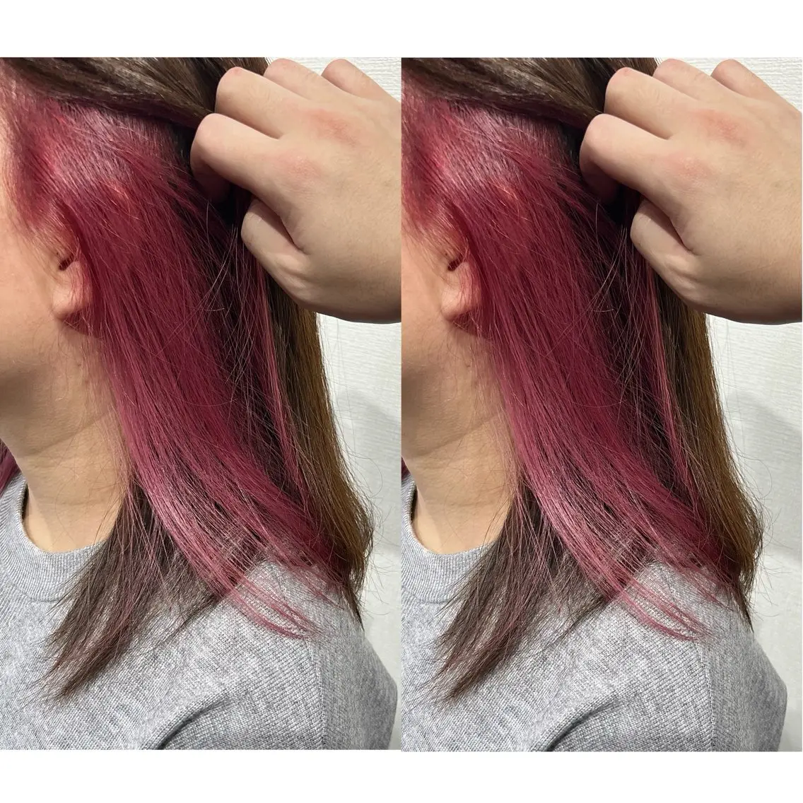セミロング カラー 切っぱなし💇‍♀️ イヤリング🎨龍之介のヘアスタイル