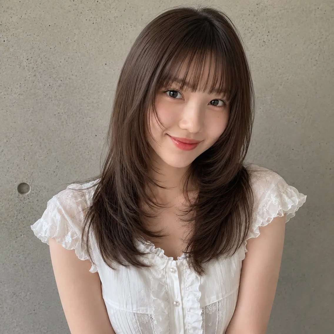 ロング カラー ロングレイヤー ブラウンカラー 透明感カラー くびれヘア 韓国風ヘア カット ヘアカラー トリートメント 盛れる顔まわりカット 髪質改善/渋谷/れんのヘアスタイル