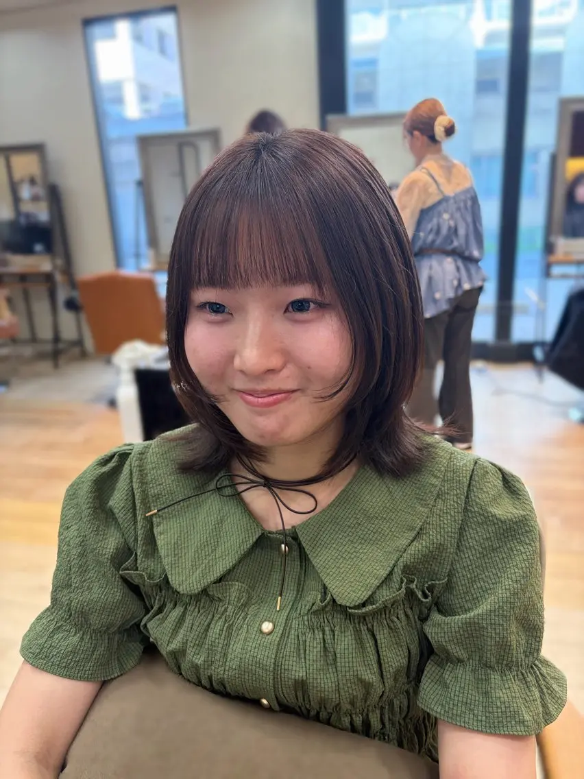 ミディアム ボブ 顔まわりレイヤー 顔周りカット レイヤーカット ウルフカット カット みゆ/ スタイリスト🎀のヘアスタイル