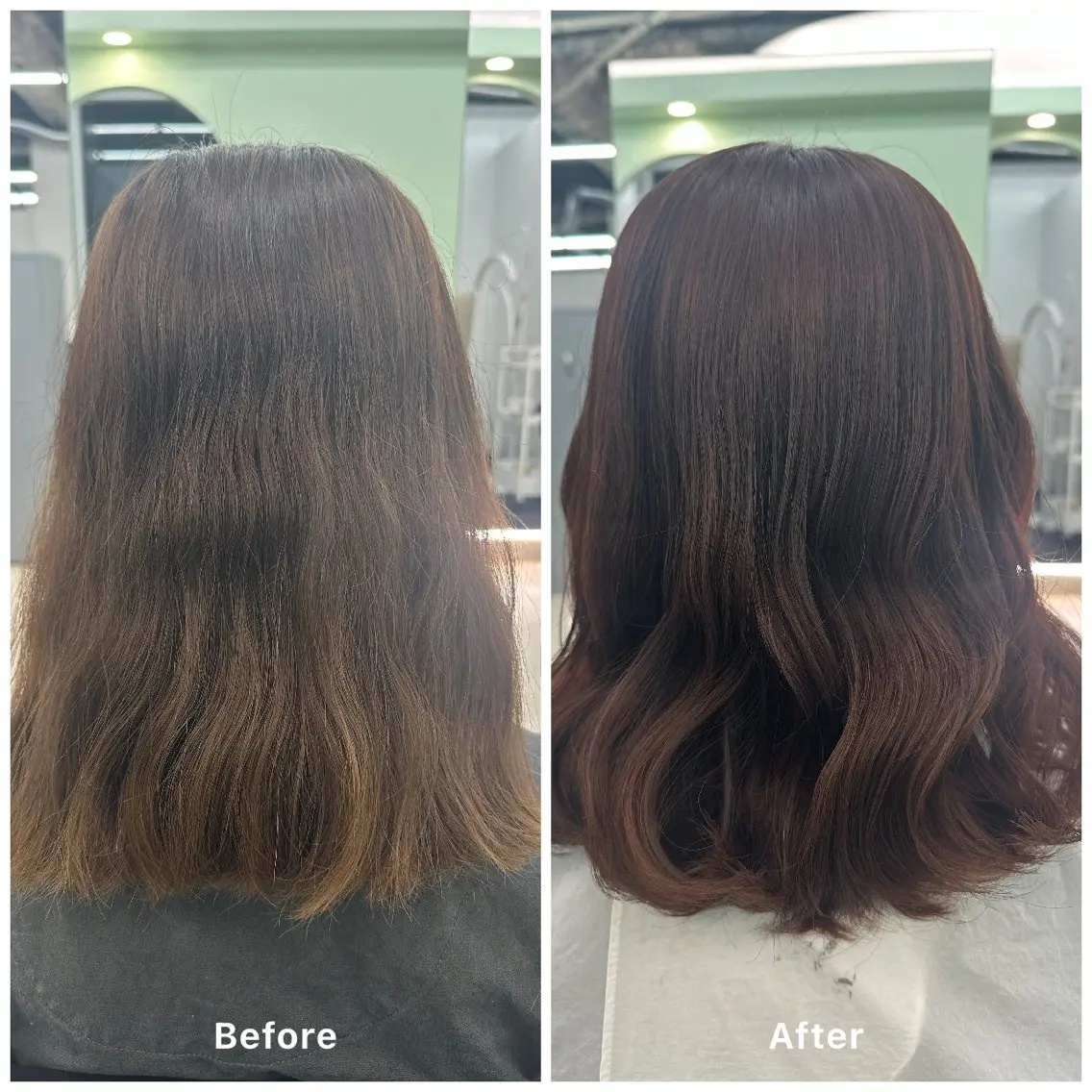 ミディアム ヘアカラー トリートメント 艶髪×透明感カラー ののかのヘアスタイル