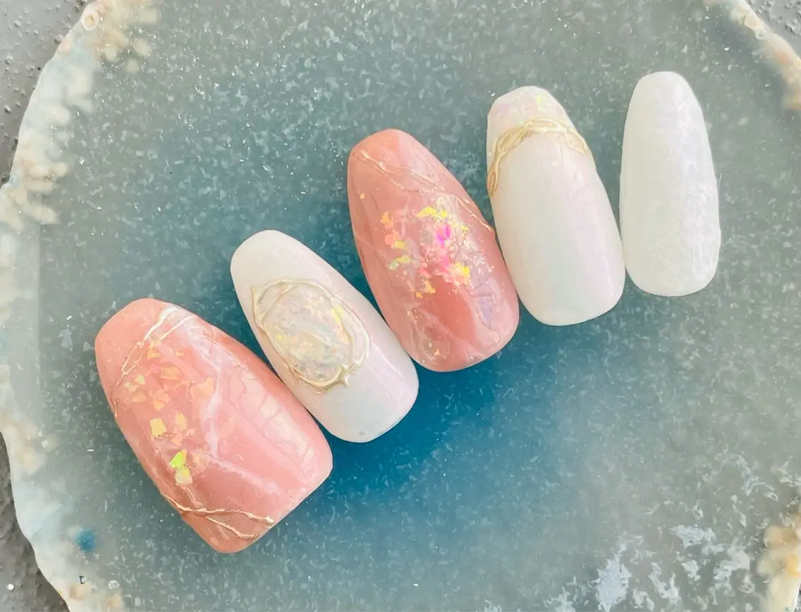 ネイル アートネイル 大理石ネイル(マーブル) ミラーネイル ニュアンスネイル koto nailsのネイルデザイン