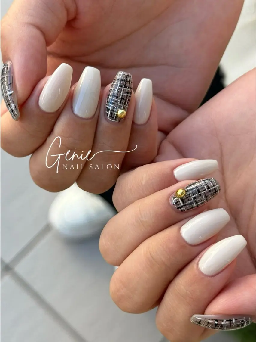 ネイル ニュアンスネイル ツイードネイル ハンドネイル Nail salon Genieのネイルデザイン