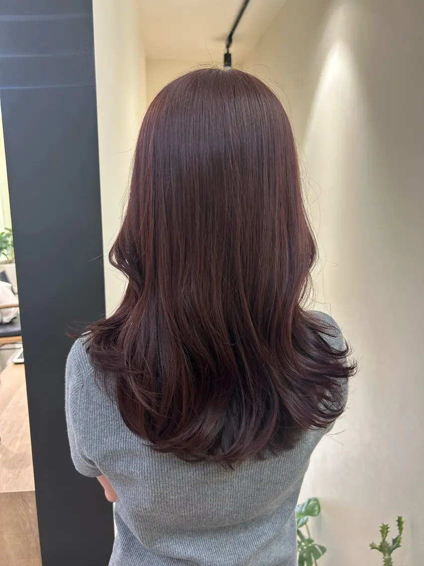 ロング カラー ブリーチ ブリーチなしカラー ピンクカラー カット ヘアカラー トリートメント hub hair レイヤー/透明感のヘアスタイル