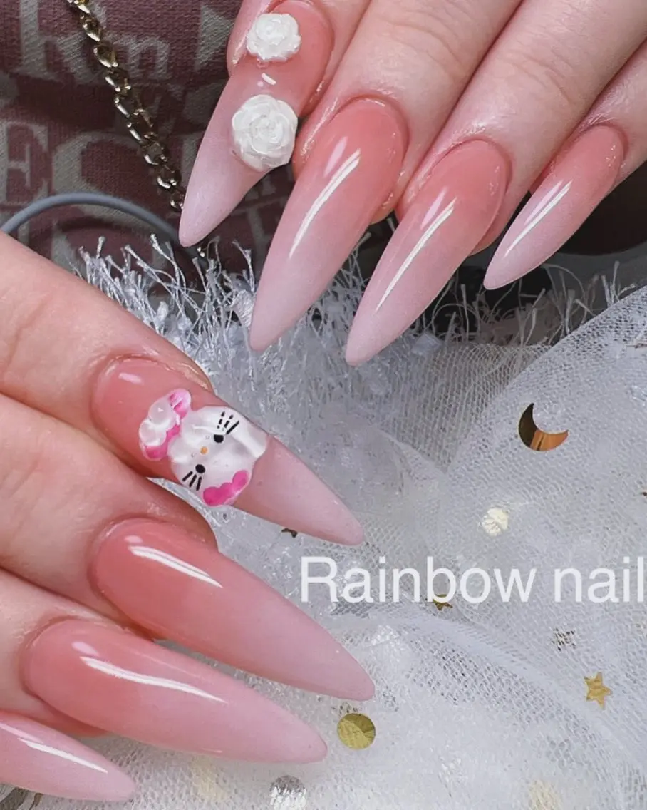 ネイル 長さ出し グラデーション シンプルネイル 春ネイル ワンホンネイル Rainbow Nailのネイルデザイン