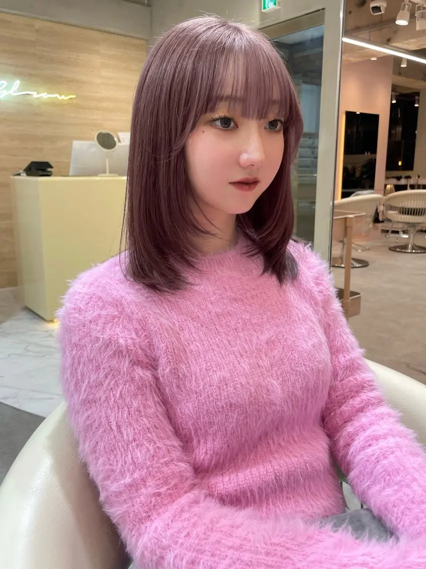 ミディアム レイヤー縮毛矯正 ささきすずね💗のヘアスタイル