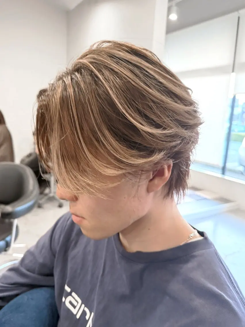 ミディアム カラー パーマ ヘアアレンジ メンズ Re.Rize加古川 メンズカラー特化のヘアスタイル