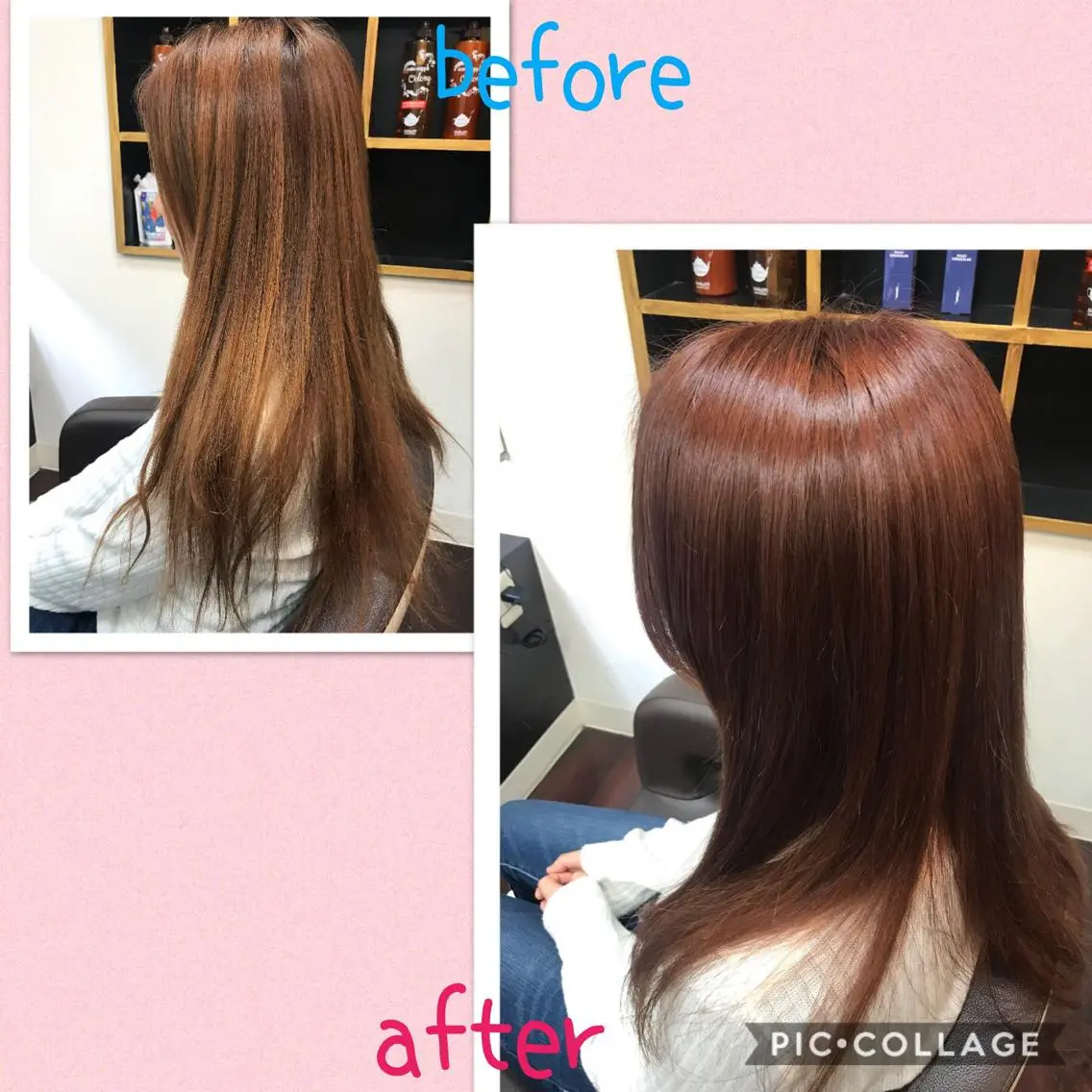 ロング カラー ピンクカラー レッドカラー カット ヘアカラー 藤本 麻衣のヘアスタイル