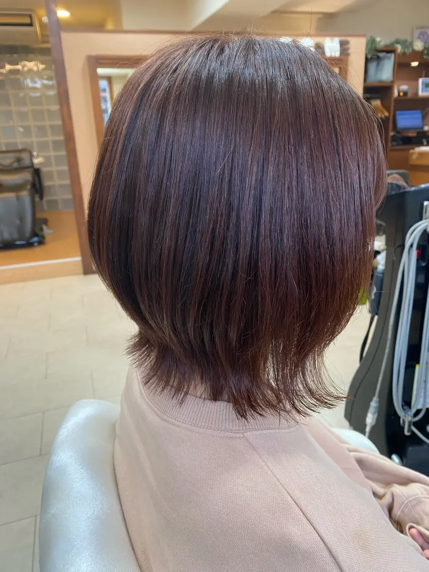 ミディアム ウルフカット カット ヘアカラー トリートメント 美容室F i t✂️ ササキのヘアスタイル