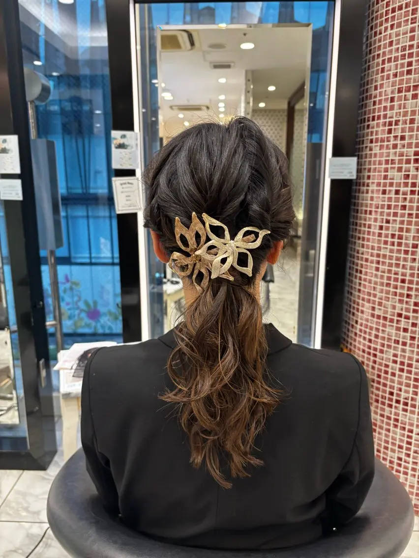 ヘアアレンジ 結婚式・ブライダル ヘアセット 🌸銀座No.1パー マ🌸いでいあやのヘアスタイル