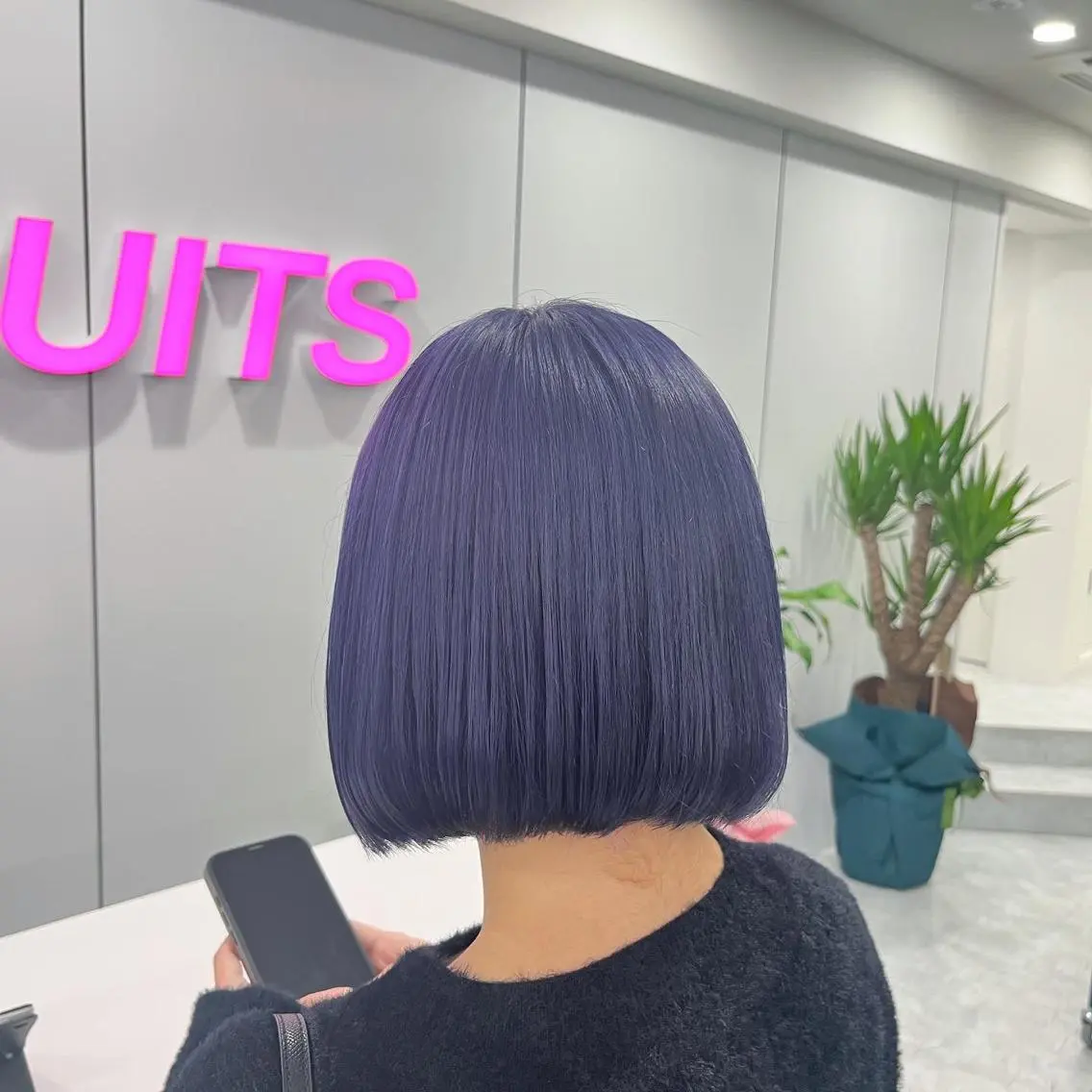 ミディアム カラー ヘアアレンジ 🩵色落ち可愛い 寒色カラー🩵のヘアスタイル