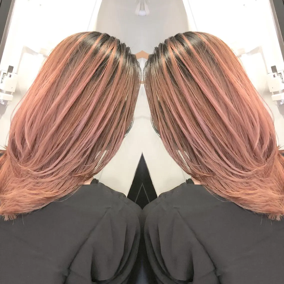 ミディアム カラー ヘアアレンジ バレイヤージュ デザインカラー ハイライトカラー 外国人風カラー ハイライト アンドウ ユウ/ レイヤーカット/韓国のヘアスタイル