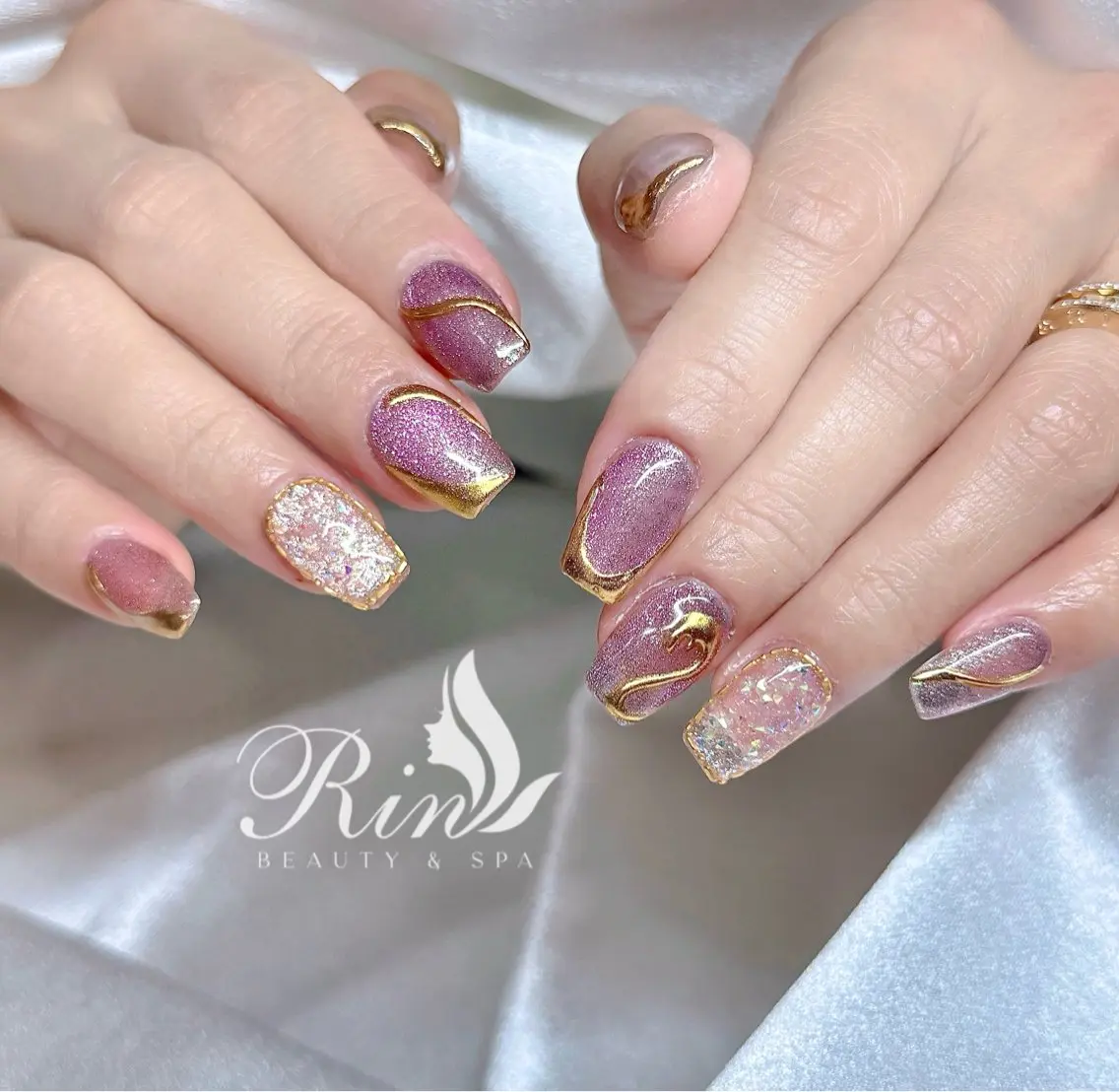 ネイル アートネイル フレンチネイル ジェルネイル 韓国ネイル ミラーネイル Rin Nail 新大久保店のネイルデザイン