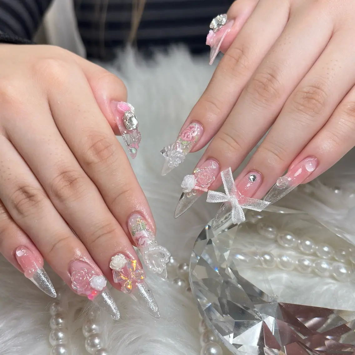 ネイル アートネイル クリアネイル 長さ出し フラッシュネイル グラデーション ハンドネイル kana nailのネイルデザイン