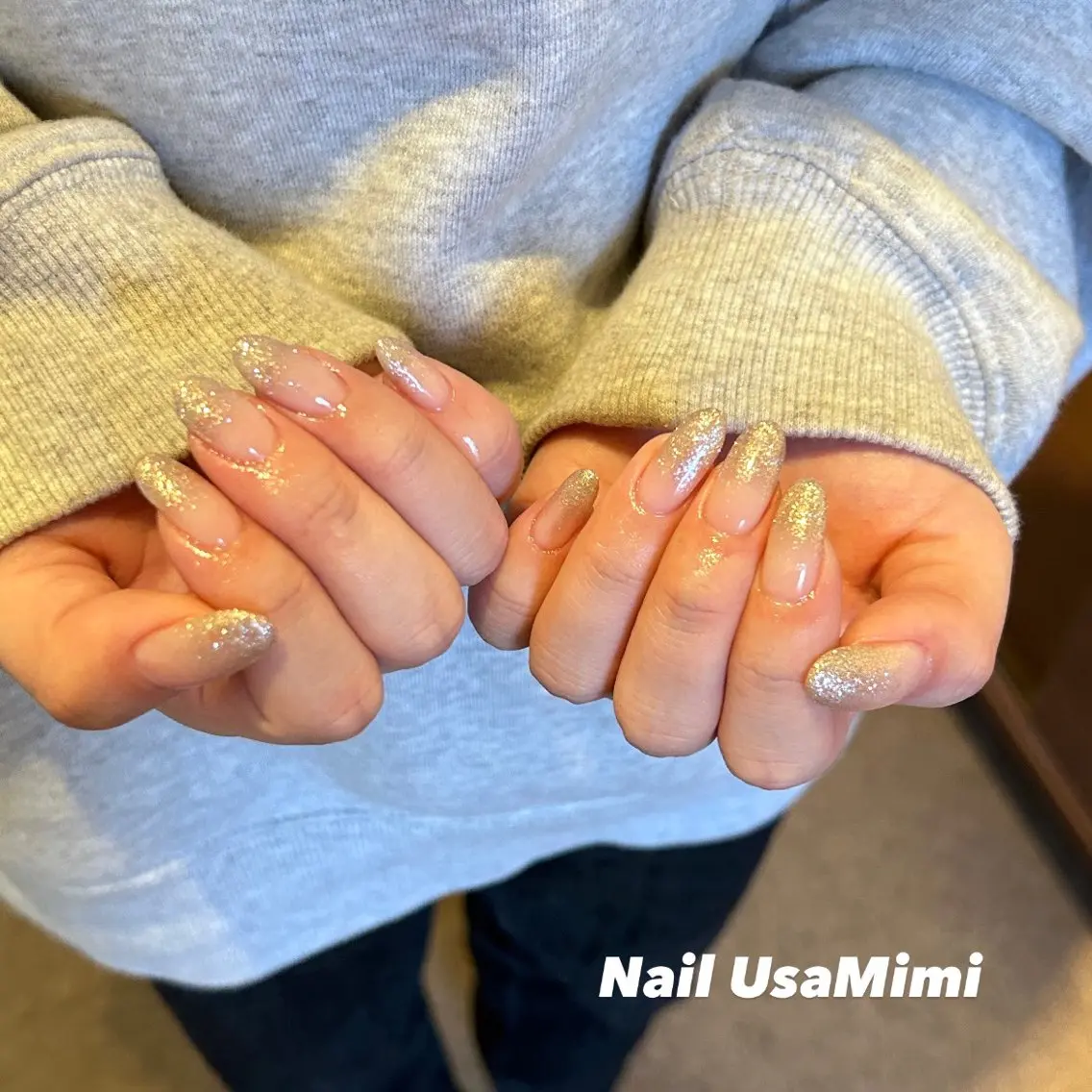 ネイル ジェルネイル グラデーション ラメ(グリッター) 持ち込み パラジェル 本町ネイルNail UsaMimiのネイルデザイン