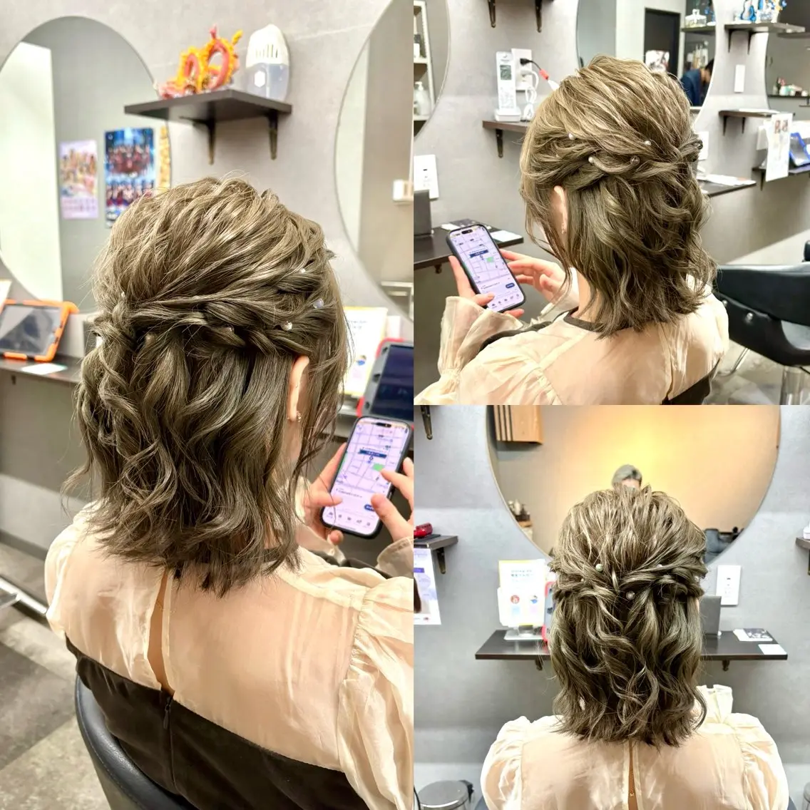 ミディアム ヘアアレンジ 切りっぱなしボブ ボブ ヘアセット ✨最強美容師✨ 💙にっしー西村💙のヘアスタイル