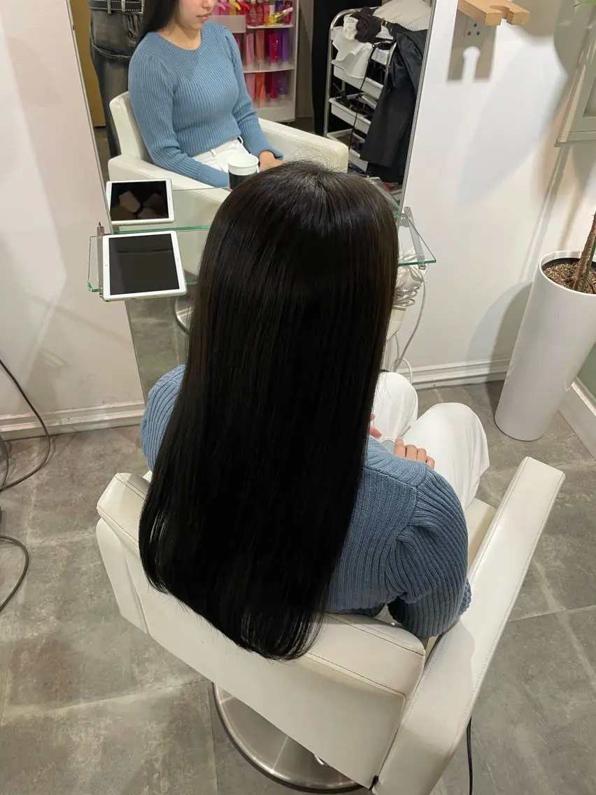 ロング カラー ブルーカラー ヘアカラー 原宿♡透明感カラー♡ 縮毛矯正【MAYU】のヘアスタイル