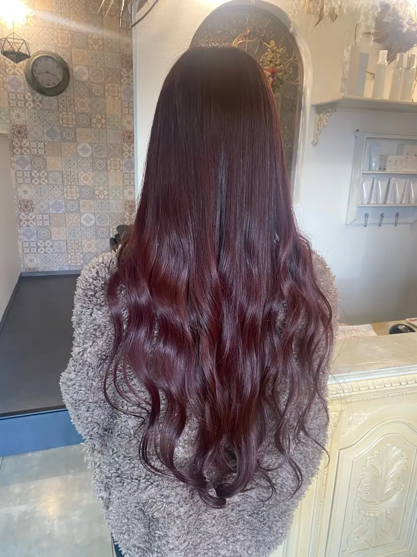 ロング カラー レッドカラー ヘアカラー トリートメント maya マヤのヘアスタイル