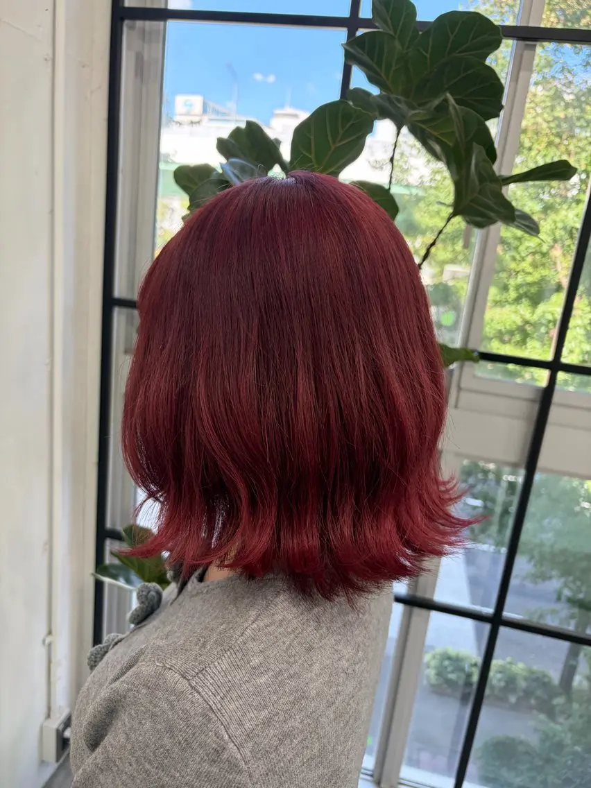ミディアム カラー ブリーチ 透明感カラー デザインカラー ピンクカラー レッドカラー ヘアカラー 🍊あすか🍊 JILLSTUDIOのヘアスタイル