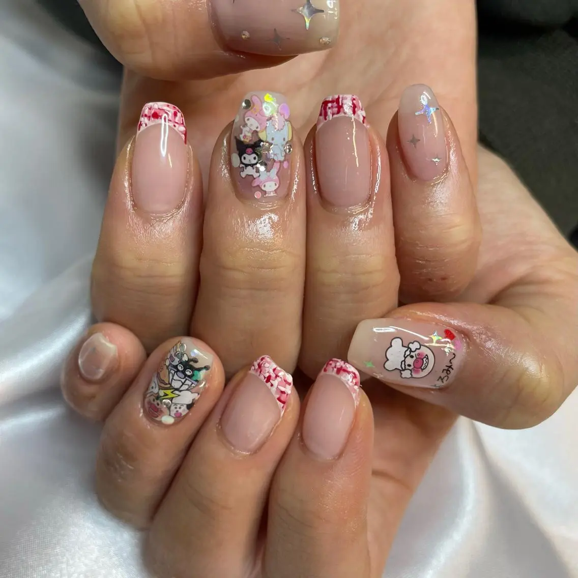 ネイル フレンチネイル ツイードネイル 韓国/網紅/パーツ M-salonのネイルデザイン