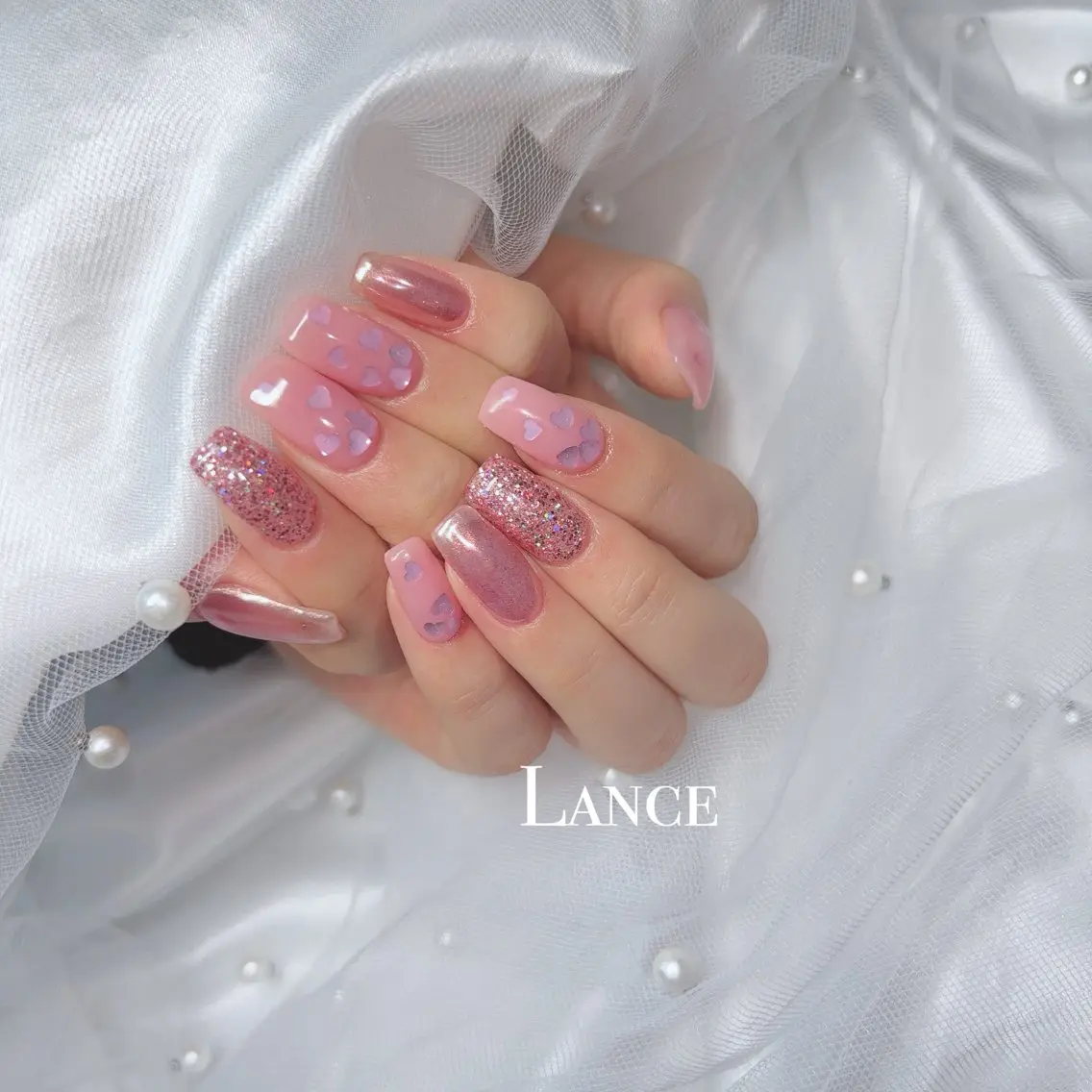 ネイル オーロラネイル フットネイル キラキラネイル 韓国ネイル マグネットネイル Lance nailのネイルデザイン