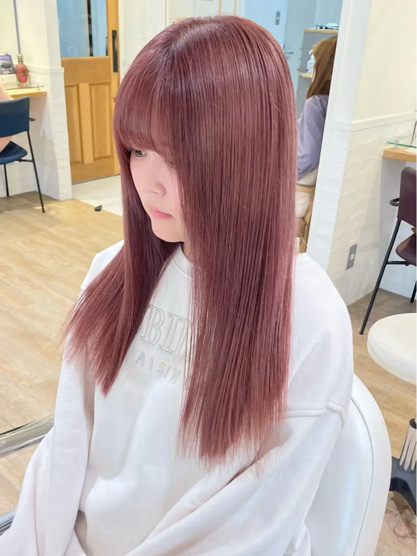 セミロング カラー ヘアアレンジ ヘアカラー トリートメント ハイトーンピンク🍑 ブリーチ🍑RINAのヘアスタイル