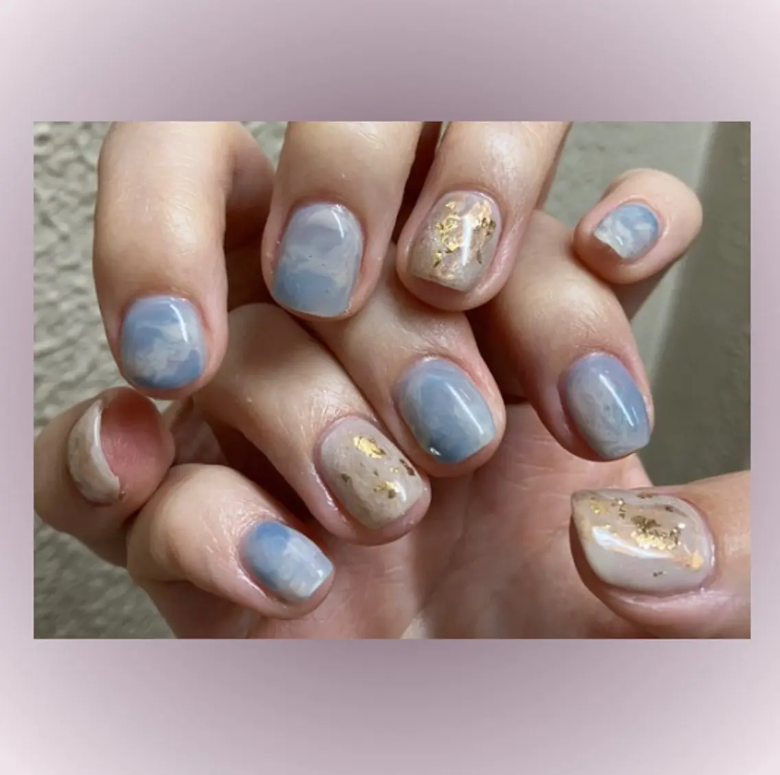 ネイル ブルー 大理石ネイル(マーブル) 持ち込み ニュアンスネイル COCO Nail　光が丘駅近のネイルデザイン