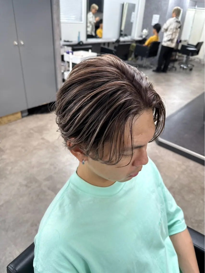 カラー メンズ メンズバレイヤージュ センターパート バレイヤージュ 立川メッシュパーマ 特化/けんしょうのヘアスタイル