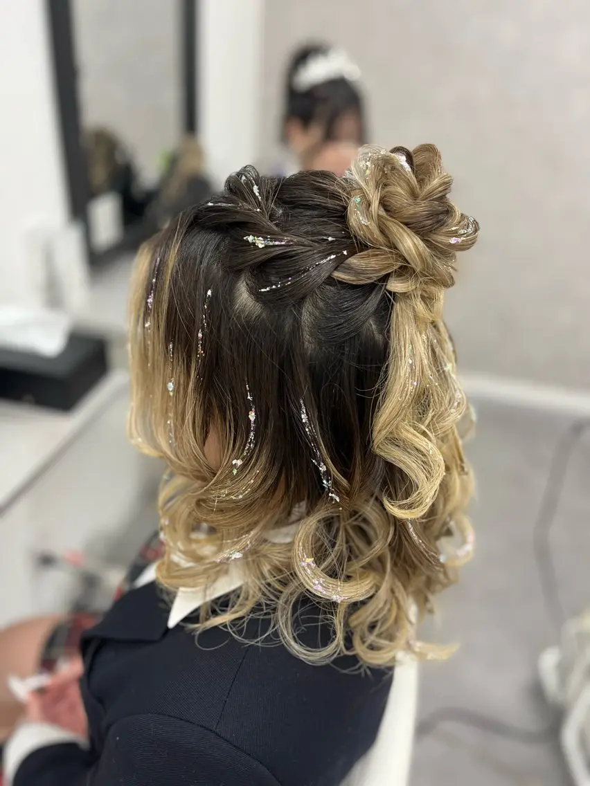 ミディアム ヘアアレンジ ハーフアップ お団子ヘア 心斎橋/ヘアセット MASAKIのヘアスタイル