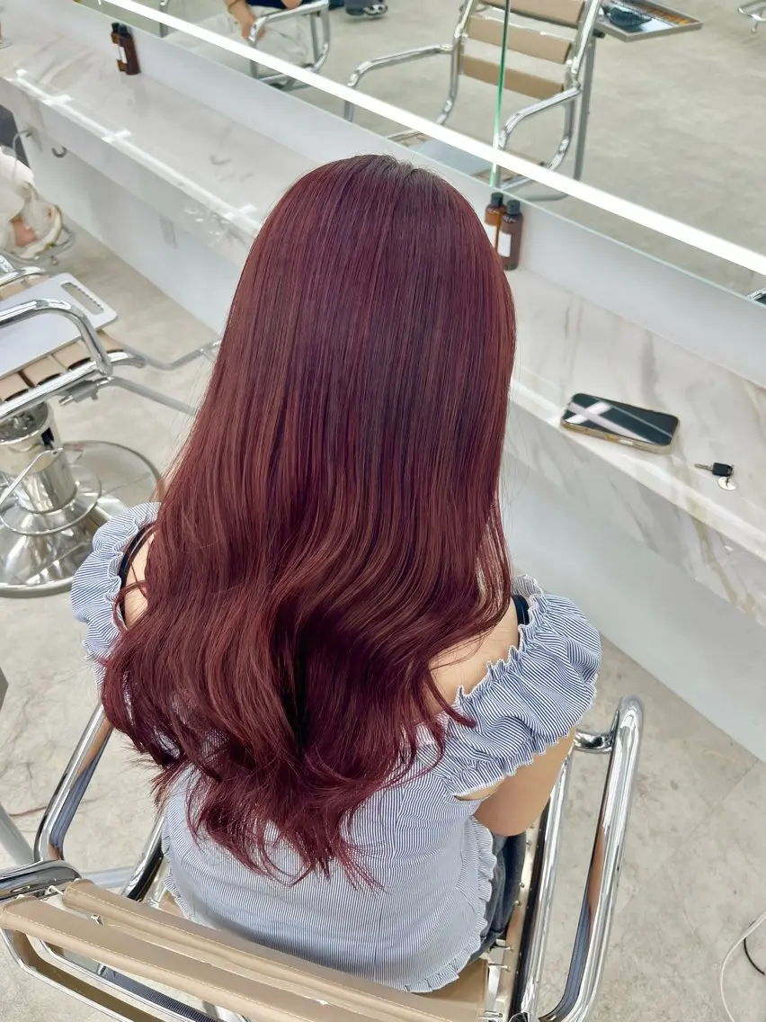 ロング カラー ブリーチ ピンクカラー カット ヘアカラー 増子 祐太朗のヘアスタイル