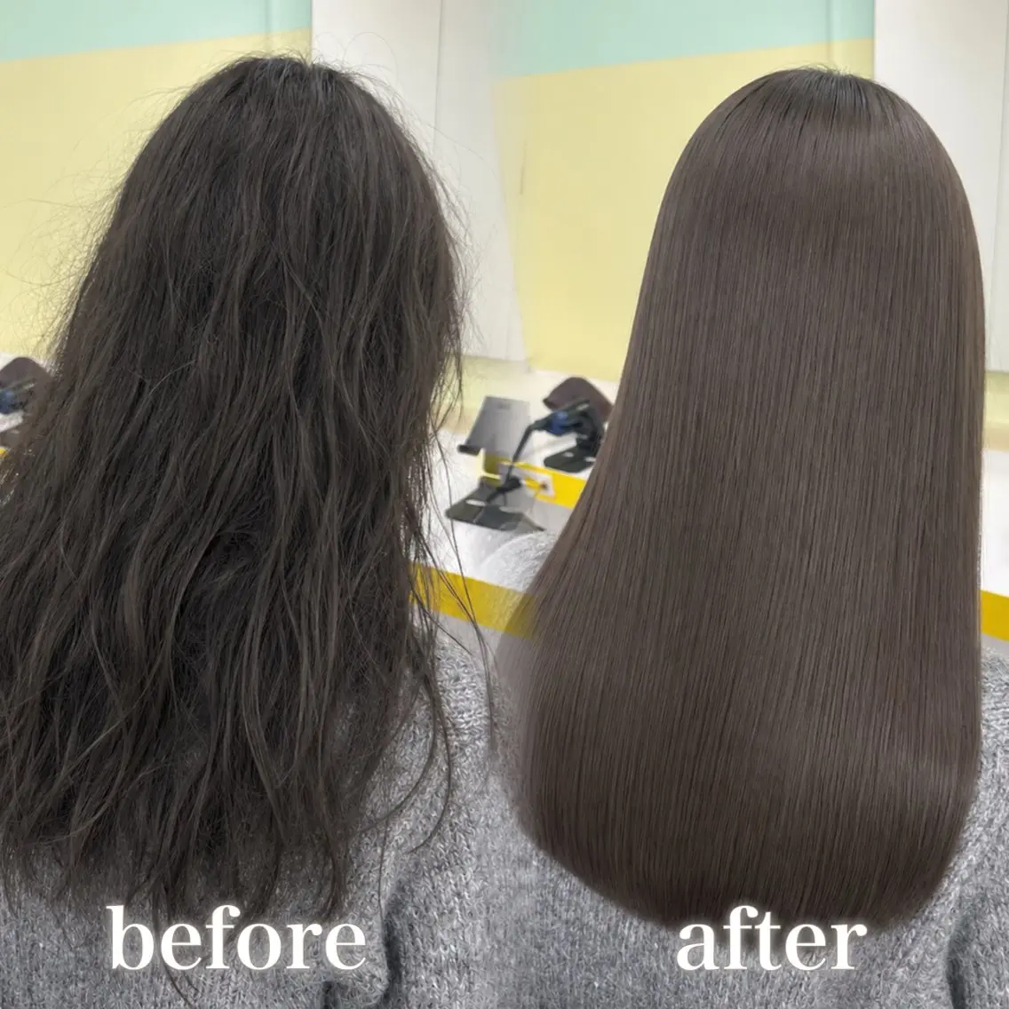 ロング カット 縮毛矯正 トリートメント ブリーチ縮毛矯正飛我 横浜1カット得意✨️のヘアスタイル
