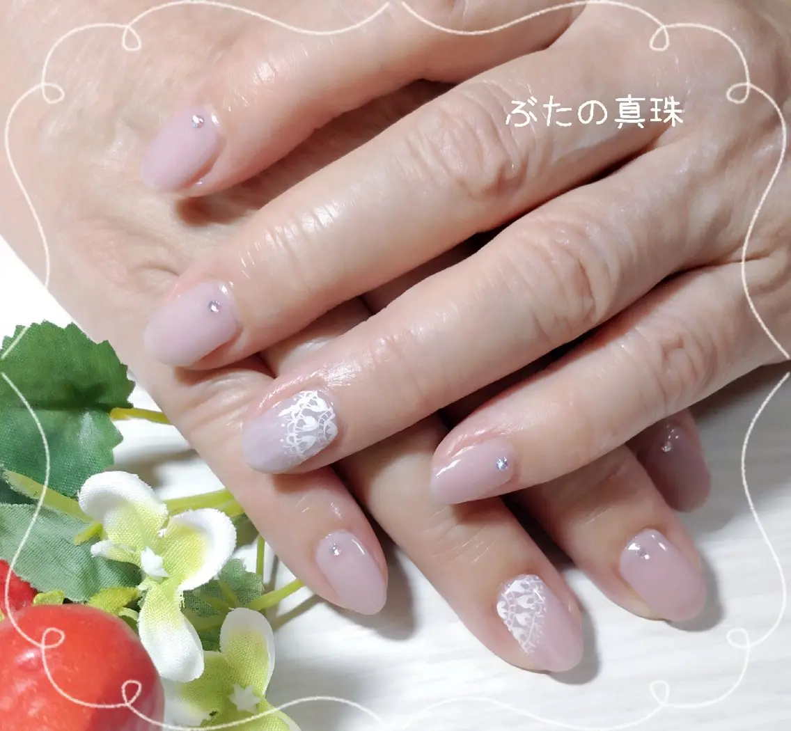 ネイル レース ピンク ハンドネイル 林 珠里のネイルデザイン