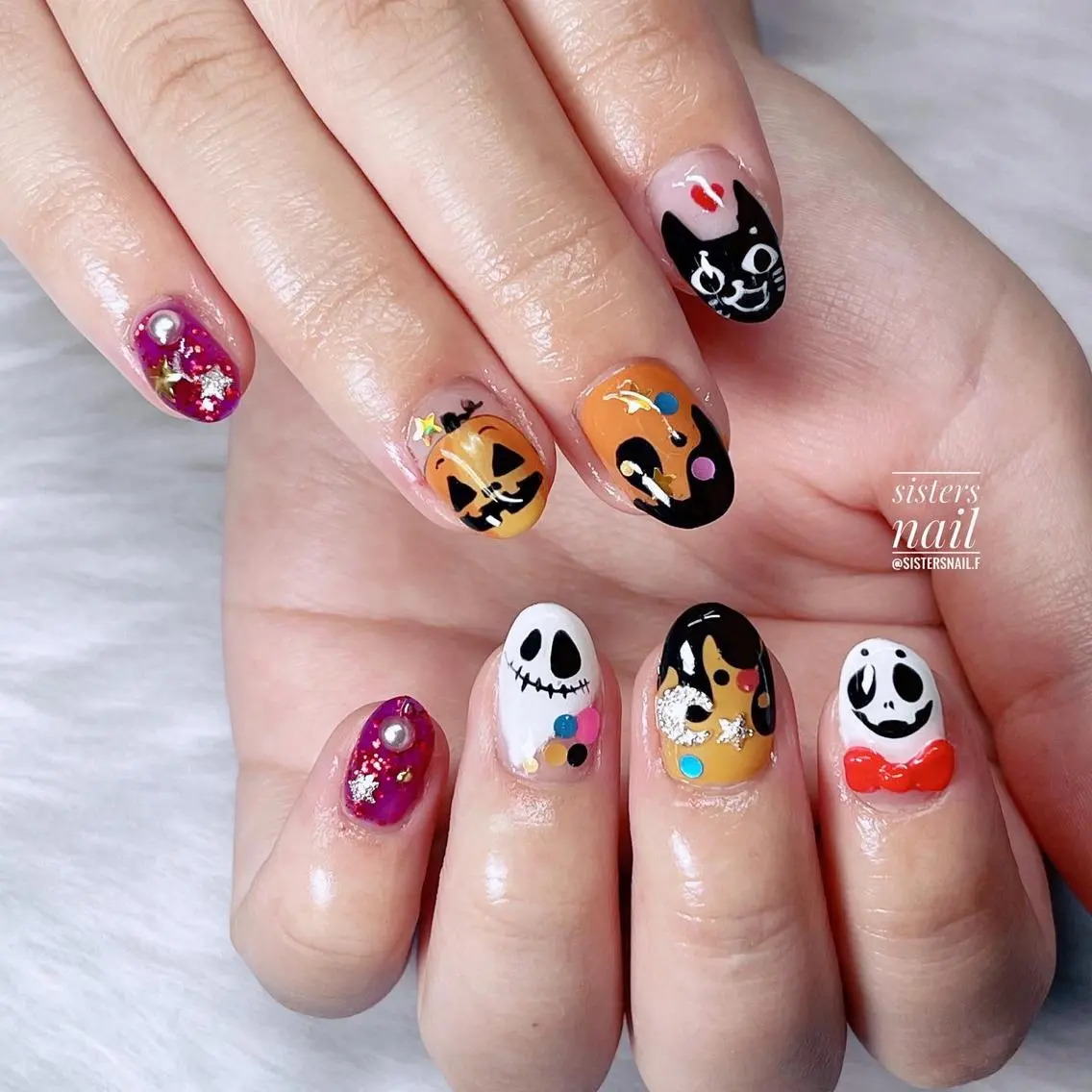 ネイル アートネイル ハロウィン ショートネイル sisters nail.fのネイルデザイン