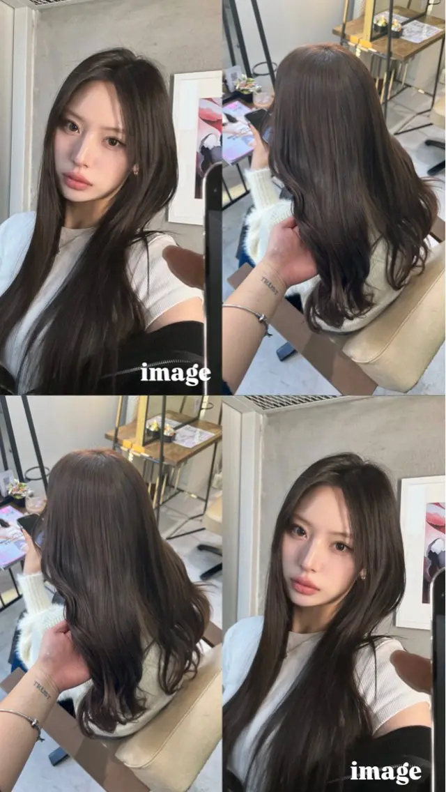 ロング カラー ブリーチ 透明感カラー ダブルカラー グレージュ ブリーチなしカラー ブリーチなしwカラー /艶カラー/oukaのヘアスタイル