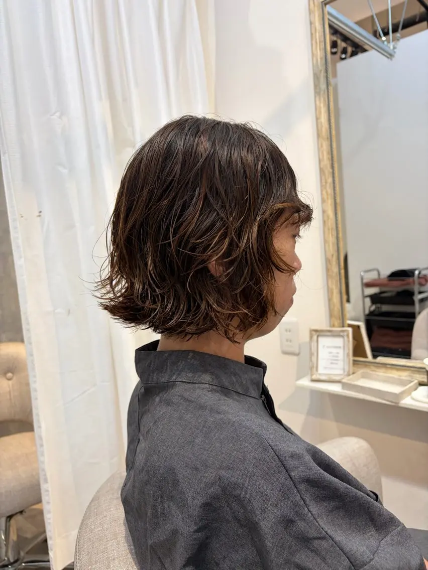ショート パーマ カット パーマ 梅田ayana 垢抜けベージュ 🎀のヘアスタイル